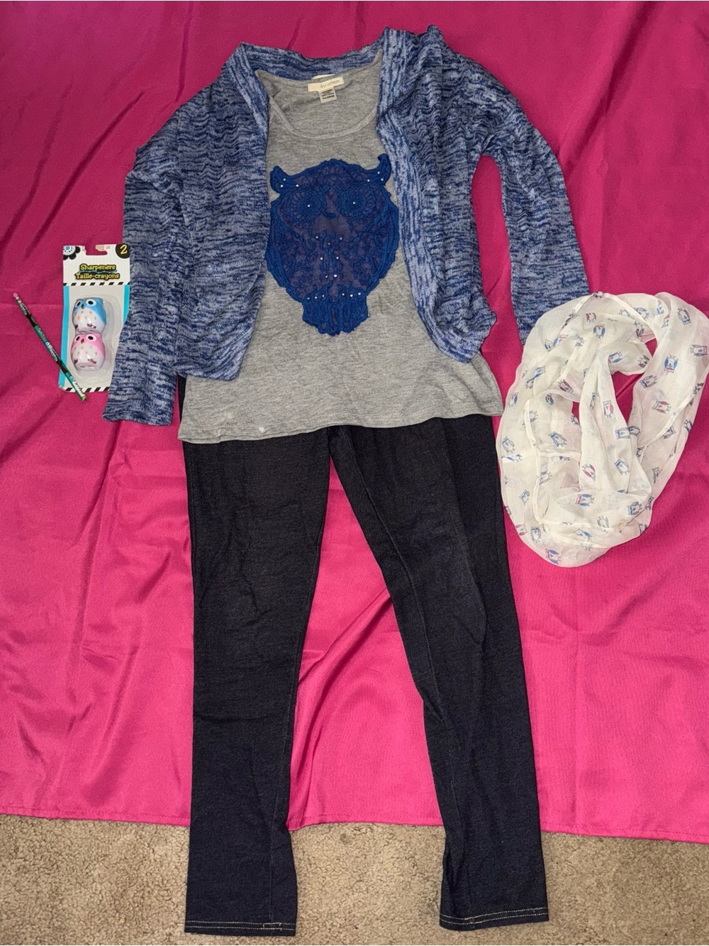 Girls Outfit size XL Girls Owl Outfit / Girls Back To School Bundle size XL